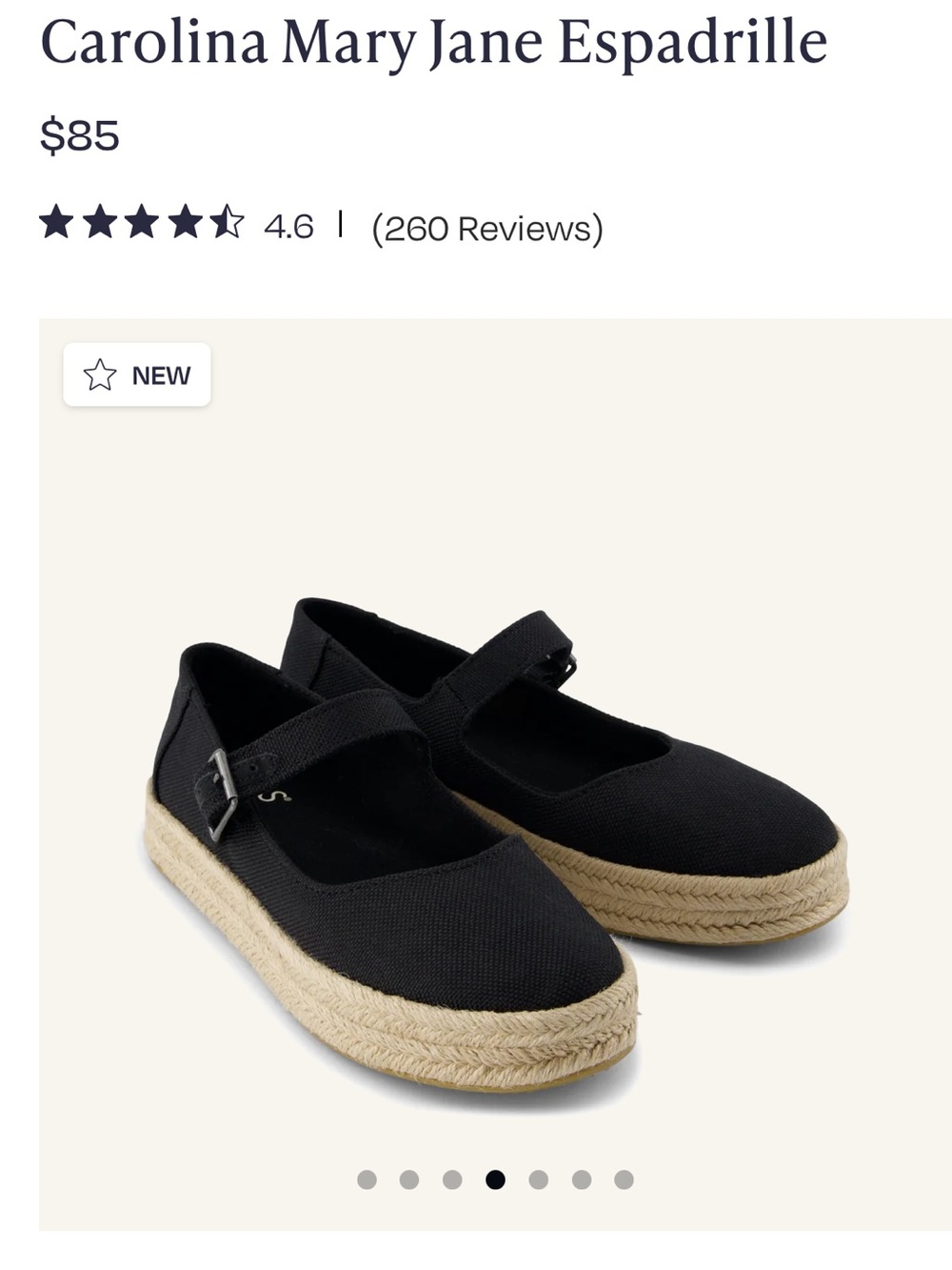 Toms Black Mary Jane Espadrille Flats